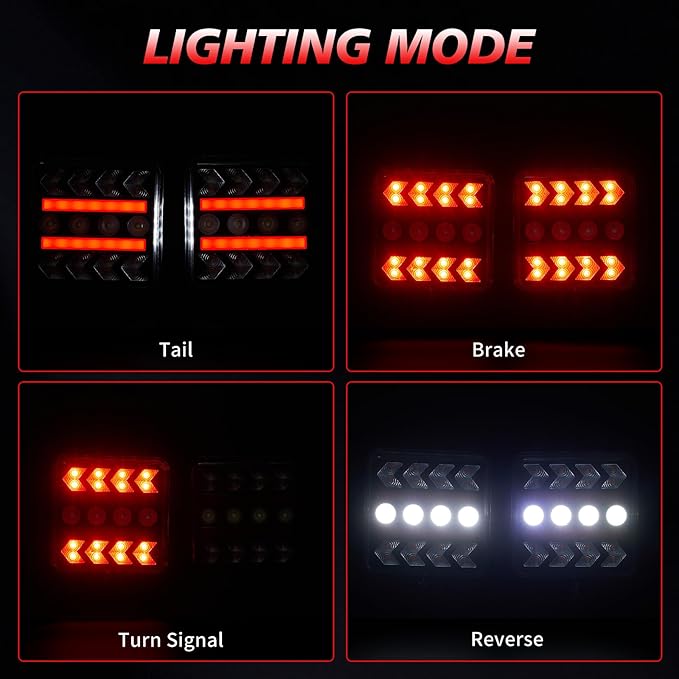 USB-C Wireless Trailer Lights Kit with Reverse, IP67 Waterproof Magnetic LED Tow Light for Towing, Tail, Brake, Turn Signal for Car, Boat, Camper, RV (B-Type)