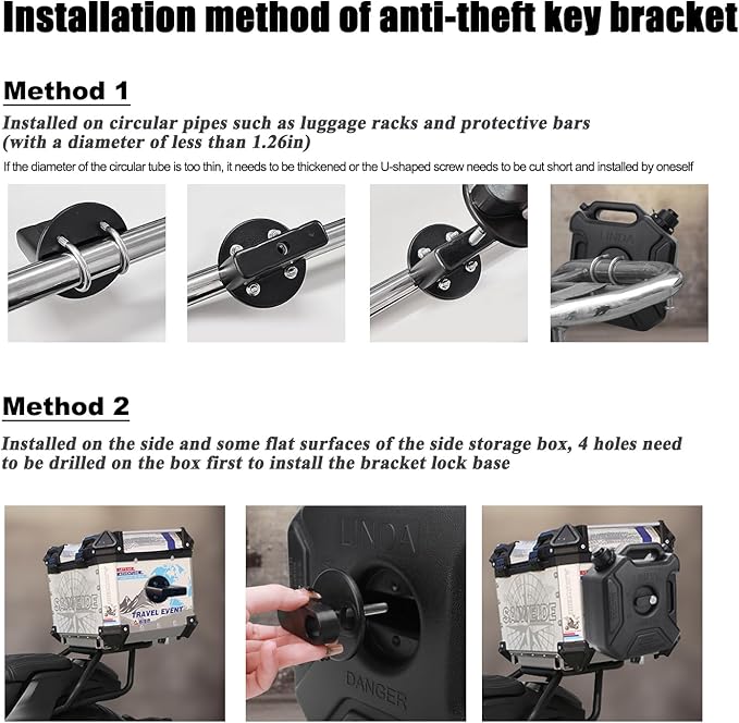 Mokuo Switch Lock Set for Auxiliray PP Gas Tank 3 Gallon 5 Gallon Fuel Container and Water Container for Motorcycle UTV ATV