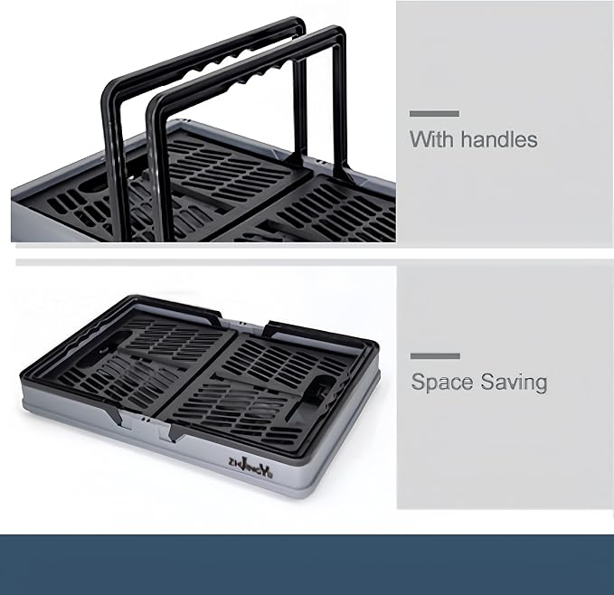 plastic baskets with handles 20L,collapsible crates for storage,14.96"x9.84"x7.87" foldable shopping basket ,foldable crate with Handles for car Classroom Kitchen Bathroom Medicine Milk