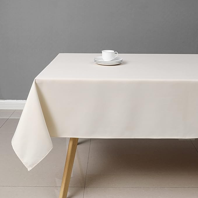 Wewoch Beige Rectangle Tablecloth Water Resistant Washable Polyester Table Cloth for Dining,Kitchen, Parties Weddings and Outdoor Use 52 Inch by 70 Inch