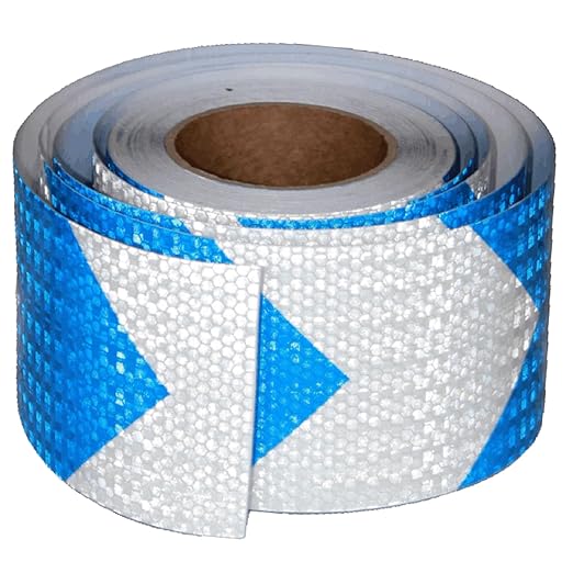 Reflective Tape Blue White 4 Inch x 68 Feet, Outdoor Waterproof HighVisibility Stickers, High Intensity Safety Strips