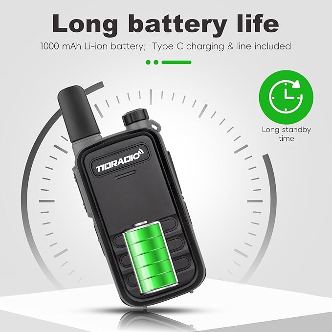 TIDRADIO TD-M11 Walkie Talkies Waterproof IP67 FRS Long Range Two Way Radio with LED Display,NOAA Weather,Walky Talkiy for Industry, Security Work (2 Pack) Black＆Gray