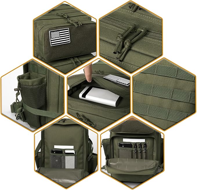 QT&QY 25L/45L Military Tactical Backpack For Men Molle Daypack 3 Day Bug Out Bag Hiking Rucksack With Bottle Holder