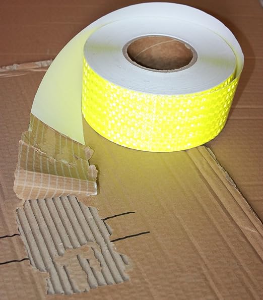 Fluorescent Yellow Reflective Tape Outdoor Waterproof 3 inch Wide, High Visibility Warning Safety Industrial Marking Tape (166 feet)