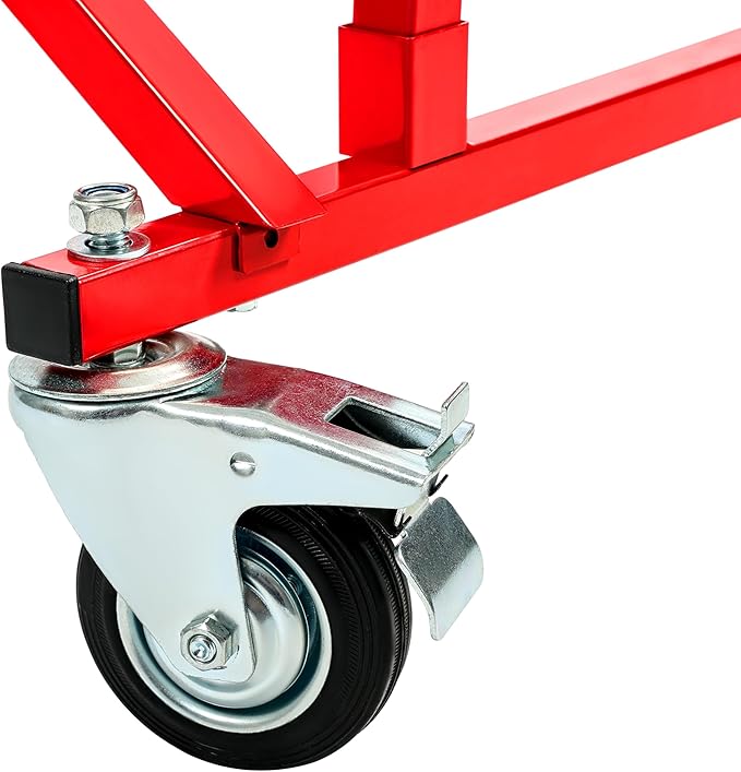 Folding Pickup Bed Dolly- Easily Fold Large Auto Body Truck Bed Cart 800 lbs, Truck Bed Dolly Lifter Automotive Body Cart Pick Up Bed Stand W/Casters Steel Powder Coated Red