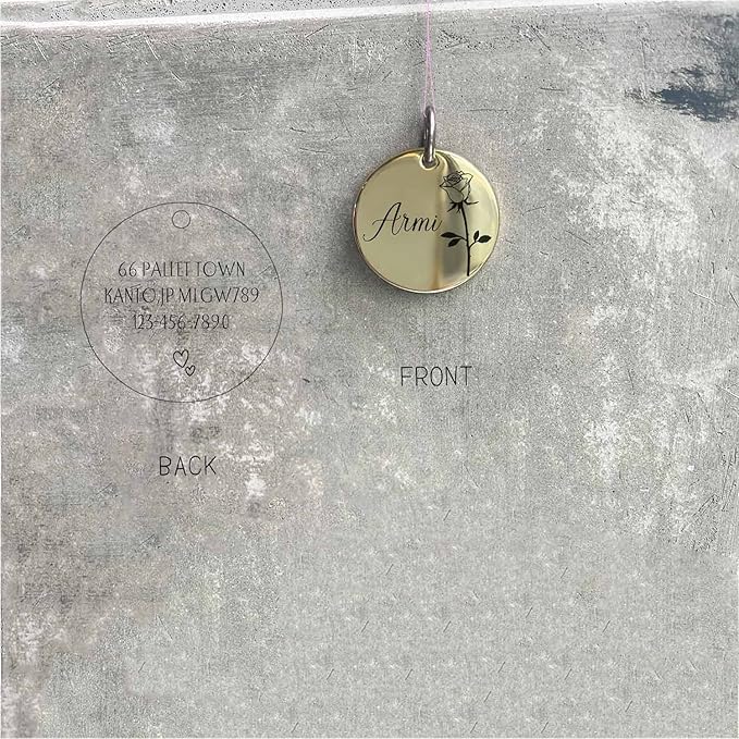 Cats Dogs ID Tags Personalized Engraving Birth Flowers Pattern for Custom Pets Collar Accessories Shiny Brass Copper Small Round Name Plate