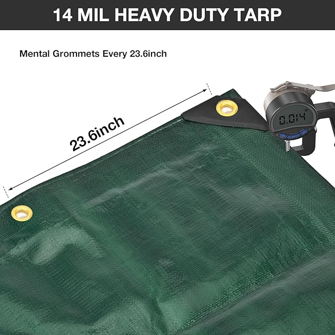 Tarp Waterproof 8×10 FT 14 Mil Heavy Duty Tarp Multipurpose Tarps Heavy Duty Waterproof Protective Cover UV All Weather Resistant for Shelter Camping, Green/Brown
