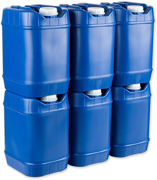 5-Gallon Stackable Water Storage Containers, Emergency Water Storage for Camping and Disaster Preparedness, 30 Gallons