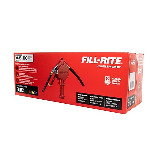 Fill-Rite FR112 Fuel Transfer Rotary Hand Pump w/Discharge Hose, Straight Spout, Vacuum Breaker, & Suction Pipe