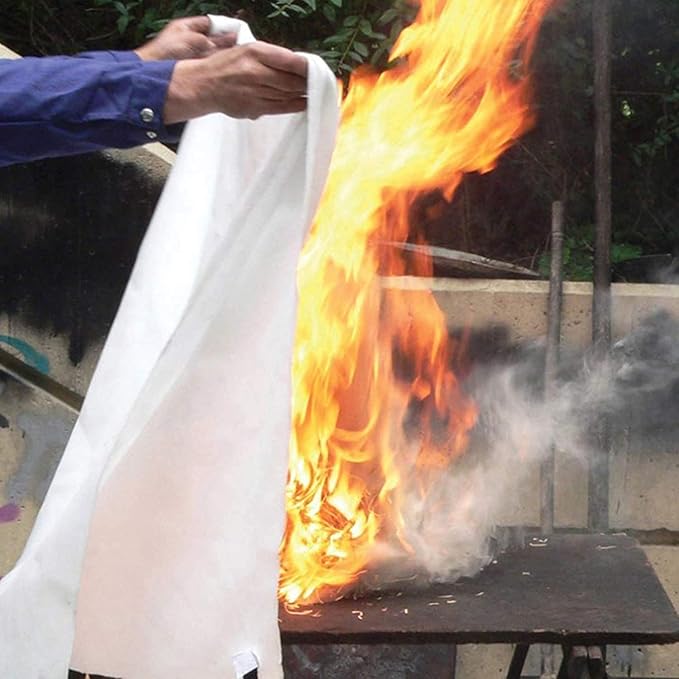 TONYKO 3.9 x 3.9ft Fiberglass Fire Blanket for Emergency Surival, Flame Retardant Protection and Heat Insulation (White-2PACK)