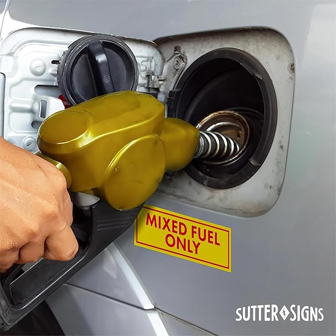 Sutter Signs 3pc Mixed Fuel Only Stickers for Fuel Tank | Weatherproof Adhesive Decals for Trucks, Tractors, Fuel Cans, Gas Caps