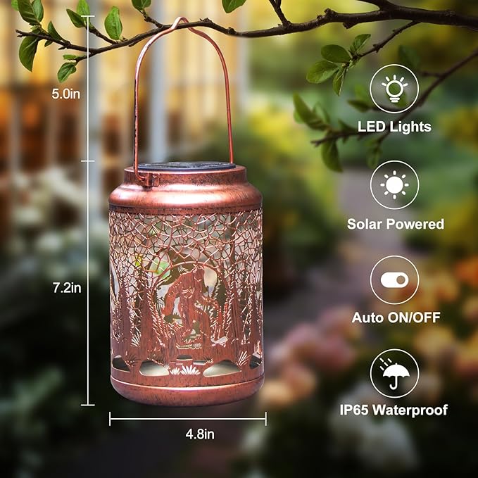 YISITEONE Bigfoot Outdoor Solar Lanterns, Garden Waterproof Metal Hanging Decor Lights for Patio Yard Pathway Lawn Front Porch, Big Foot Sasquatch Birthday Gardening Gifts for Men Women Mom Grandma