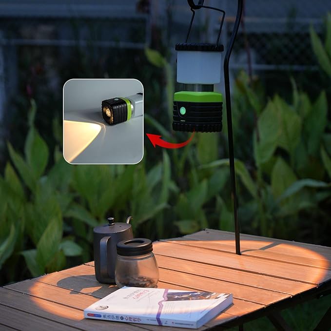 1PCS 3200K Warm Light LED Camping Lantern Rechargeable 1000LM, 4500mAh Power Bank, Flashlight for Hurricane Emergency, Hiking, IP44 Waterproof Lantern(Black)