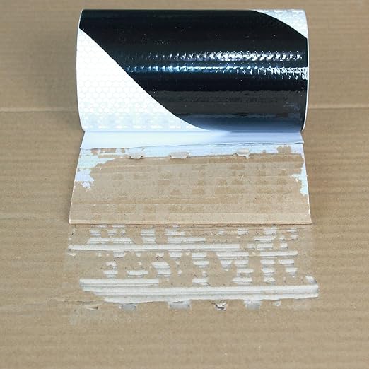 Black White Reflective Tape 6 inch, Outdoor Waterproof Hazard Conspicuity Warning Industrial Marking Tape (11 feet)