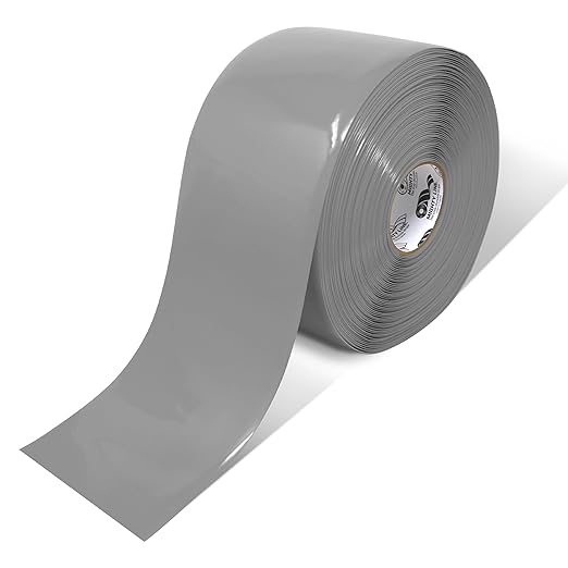Mighty Line Solid Floor Marking Tape for Safety, Caution, Warning, Heavy-Duty, Peel and Stick Adhesive, Beveled Edge Design, Industrial Quality, 6 inch, 100' Roll, Gray