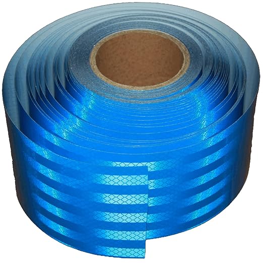 Non Fading Blue Reflective Tape 4 inch Wide, Outdoor Waterproof High Visibility Warning Industrial Marking Tape, Safety Stickers (168 feet)