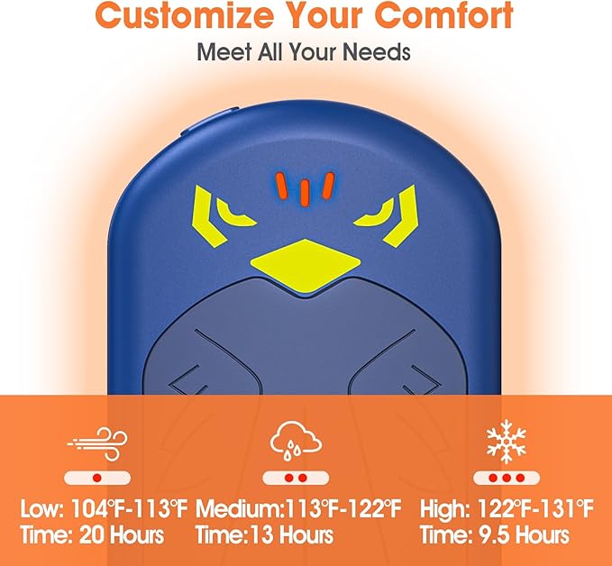 Hotdot Hand Warmers Rechargeable, Heat Levels (104–131°F), Real-Time Temp & Battery Display, Electric Hand Warmers, Fast Heating, Fits in Gloves/Pocket, Gifts for Women & Men
