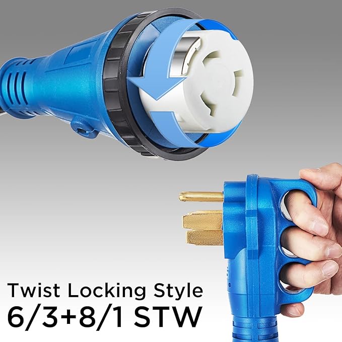 50 Amp Generator Cord and Power Inlet Box, 50FT Generator Cords 50 Amp,125V/250V Generator Power Cord NEMA14-50P/SS2-50R Twist Lock Connector