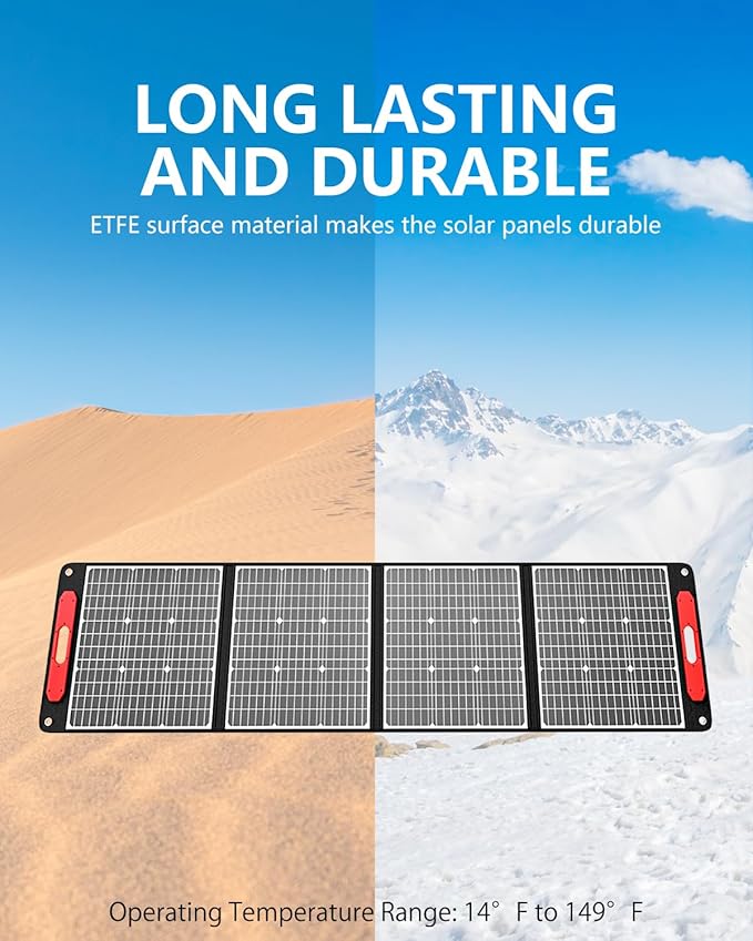 ELECAENTA 300W Portable Solar Panel for Power Station Generator, 25% High Efficiency, Ultra Lightweight, 39V Foldable ETFE Portable Solar Charger for Outdoor RV Camping Off-Grid Rooftops Emergency