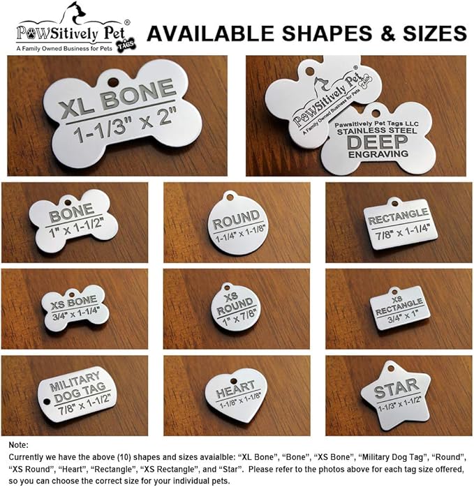 DEEP Custom Stainless Steel Pet ID Tags Front and Back Engraved Dog Tags Personalized for Dogs and Cats (Round 1-1/4"X1-1/8)