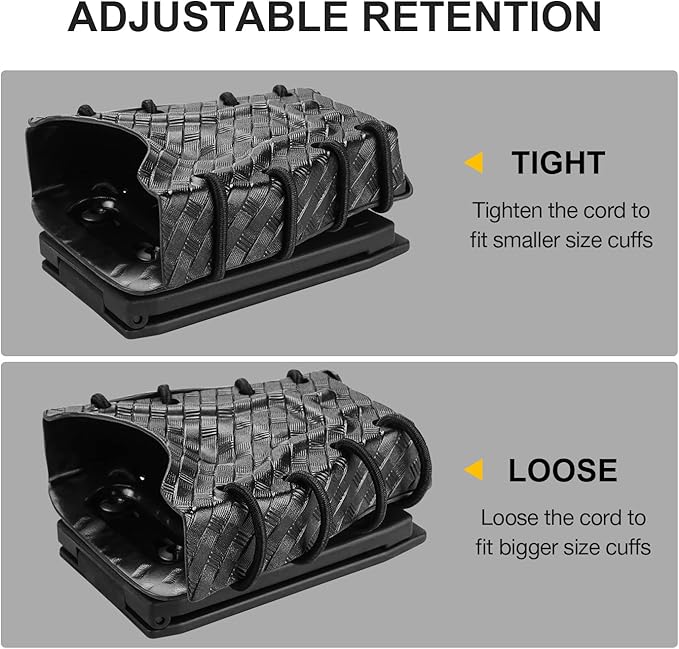 Handcuff Case Compatible with ASP, Chain, Hinged, and Rigid Folding Handcuffs – OWB Kydex Cuff Holder with Belt Clip or MOLLE Mount – Fits 1.5"-2.25" Belts – Black/Basketweave Options