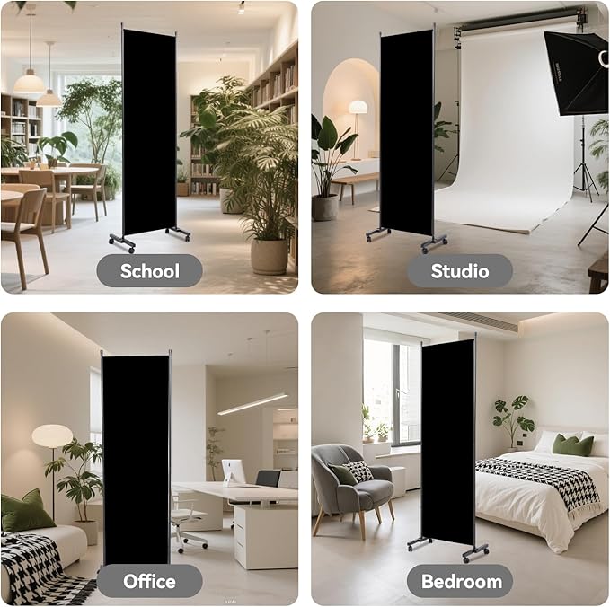 Room Divider(1 Panel-22in) Wall Divider for Room Separation, Portable Privacy Screens W/Wheels, Metal Frame Freestanding Room Separators 5.6FT Room Partitions and Dividers