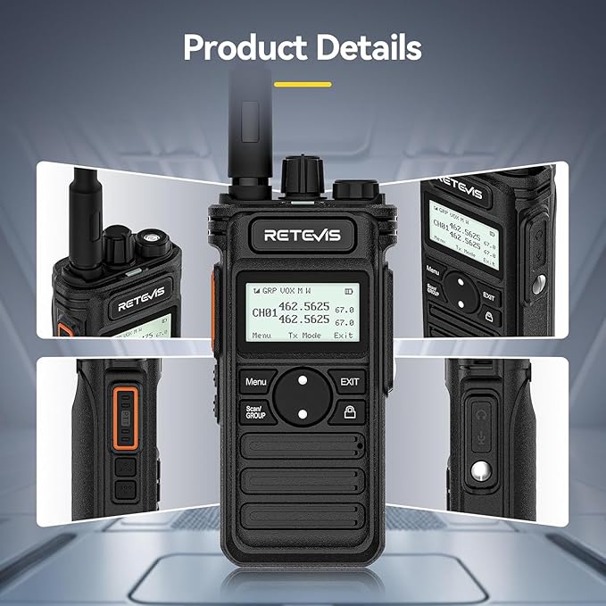 (2nd Gen RT86) Retevis RT86S Walkie Talkies with Shoulder Mic, Long Range 2 Way Radio with LCD Screen, Group Call, Type-C Charging, NOAA, Heavy Duty Two Way Radio, Business Radio for Industry(4 Pack)
