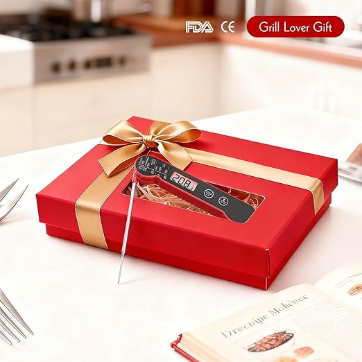 Meat Thermometer Digital with Backlight, Calibration & Hold Function, IP65 Waterproof Food Thermometer for Cooking, Outdoor Grilling, Candy Making