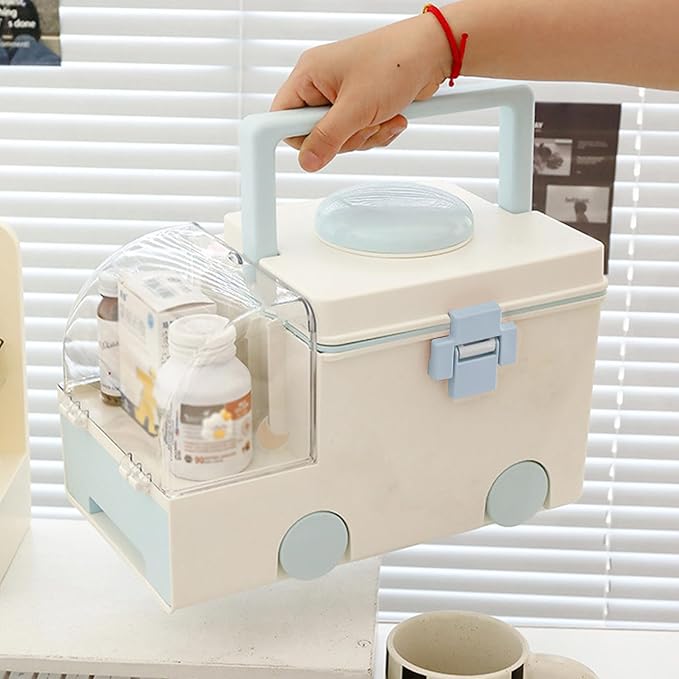 Medicine Storage Box Large Capacity First Aid Box Plastic Medical Supply Organizer with Compartments and Handle Medicine Storage, Organizer, First Aid, Medical