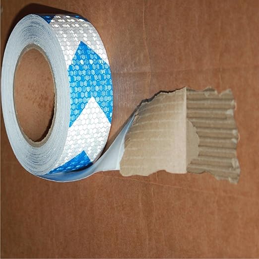 Reflective Tape Blue White 1 Inch x 168 Feet, Warning Conspicuity Reflector, Night Safety Sticker for Car Trailer Clothing