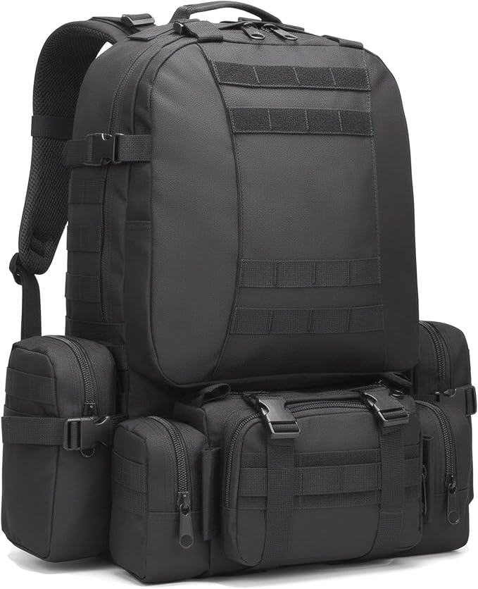 Military Tactical Backpack for Men 60L Waterproof Bug Out Bag Survival Rucksack Go Bag Emergency Molle System Army 3 Day Assault Pack for Hiking Hunting Camping Black