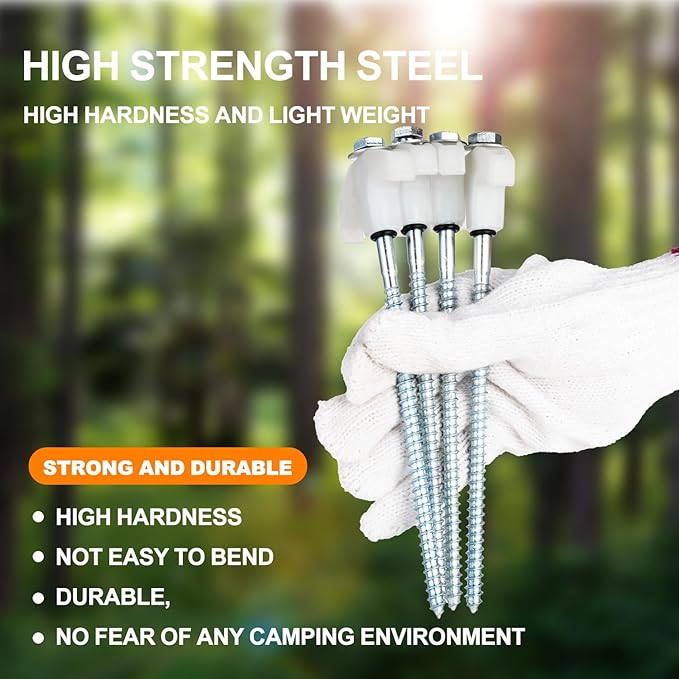 20 Pack Screw in Tent Stakes Heavy Duty,8 ’’ Ground Anchors Screw in,Metal Stakes with Hex Head Driver and Sturdy Storage Box. (20, Luminous White)