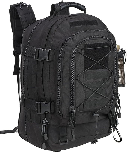 Large Military Bug Out Bag 3 Day Pack Expandable Backpack Army Daypack for Outdoor Hiking Hunting (Black)