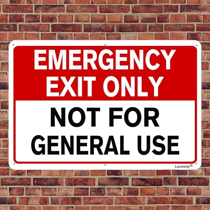 Emergency Exit Only Not for General Use Sign, 10x14 Inch, No Trespassing Reflective Aluminum Sign