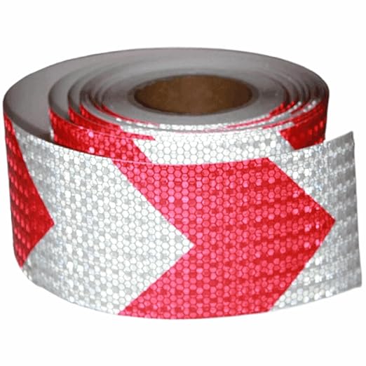 Reflective Tape Red and White 4 inch X 66 feet, Outdoor Waterproof Hazard Conspicuity Warning Industrial Marking Tape