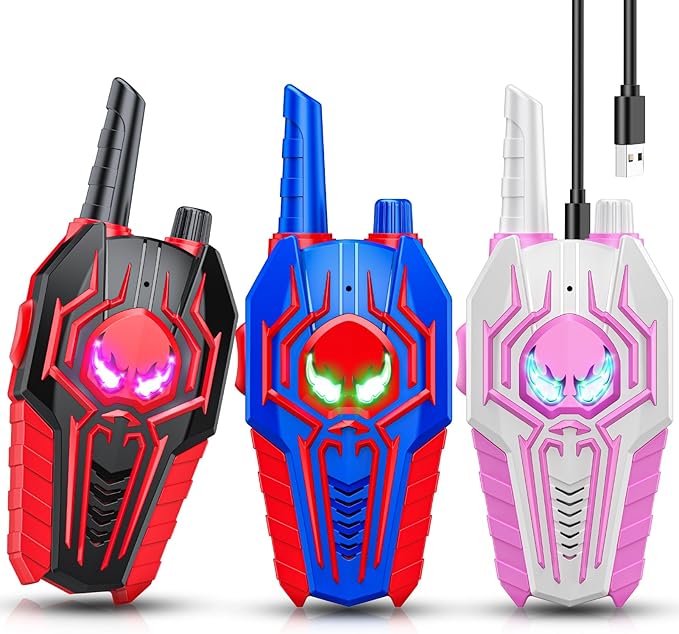 Walkie Talkies for Kids Rechargeable: 3 Pack Kids Walkie Talkies Toys Christmas Birthday Gifts for 3 4 5 6 7 8 9 10 Year Old Girls Boys Grandkids Stocking Stuffers Family Camping Outdoor Toys Gift