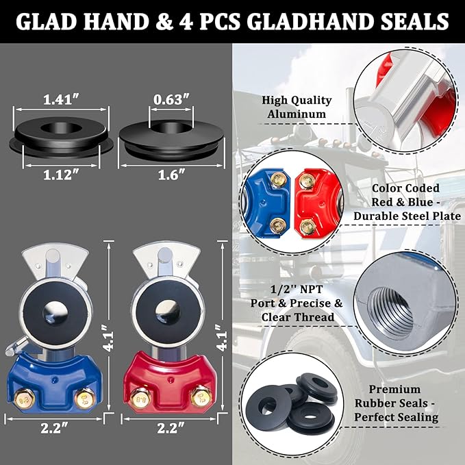 15ft 3 in 1 ABS & Power Air Line Hose with Glad Hand Tender Spring Kit Gladhand & Rubber Seals Air Lines for Semi Truck Tractor Trailer