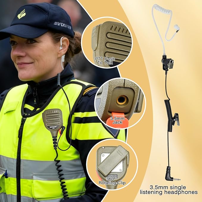WODASEN Speaker Mic Walkie Talkie Handheld Microphone Shoulder Lapel Mics for GXT LXT GXT1000VP4 GXT1000 LXT500VP3 GXT1050VP4 LXT600 AVPH10 GMRS FRS X-Talker Radio (128-Tan)
