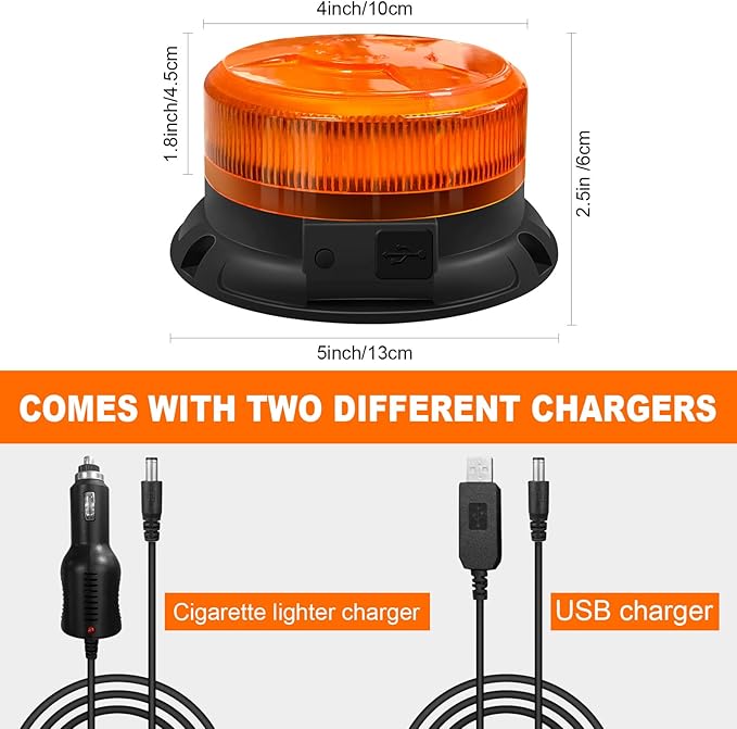 AnTom Magnetic Wireless Strobe Light, Waterproof Rechargeable LED Beacon Lights for Trucks, Vehicle Emergency Flashing Warning, forklifts,Tractors,Golf Carts,Cars