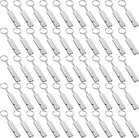 50Pcs Emergency Whistles Lifeguard Safety Whistle with Lanyard and Keychain for Outdoor Camping Hiking Boating Backpacking Fishing Kayak Kids Rescue Signaling Loud Survival Whistle