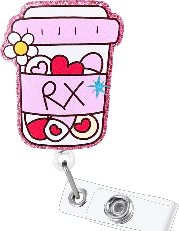 Cute Pill Box Badge Reel with Alligator Clip Funny ID Badge Holders Cute RN LPN CNA MA PCT Badge Buddy Nursing Medical Students Pharmacists Nurse Accessories for Work