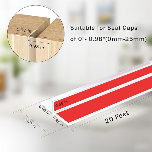 20Ft T-Shaped Door Draft Stopper, Silicone Weather Stripping Seal Tape for Doors and Windows - Clear, 2" Wide (50mm)