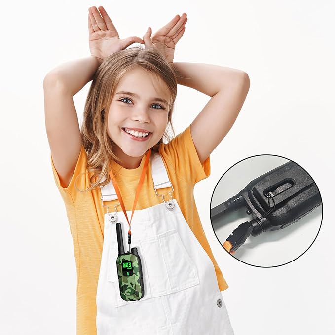 Radioddity FS-T3 Walkie Talkies for Adults Kids Long Range 4 Pack Rechargeable Walky Talky FRS Two Way Radio, 22 Channels USB Charging with Flashlight Earpiece for Camping (Desert Camo & Green Camo)