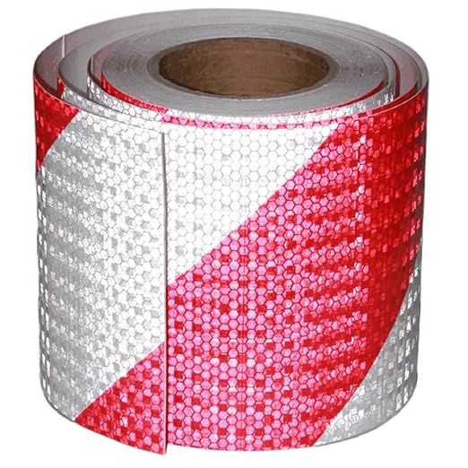Reflective Tape Red White 6 Inch x 68 Feet, Outdoor Waterproof Warning Stickers, Conspicuity Industrial Marking Tape