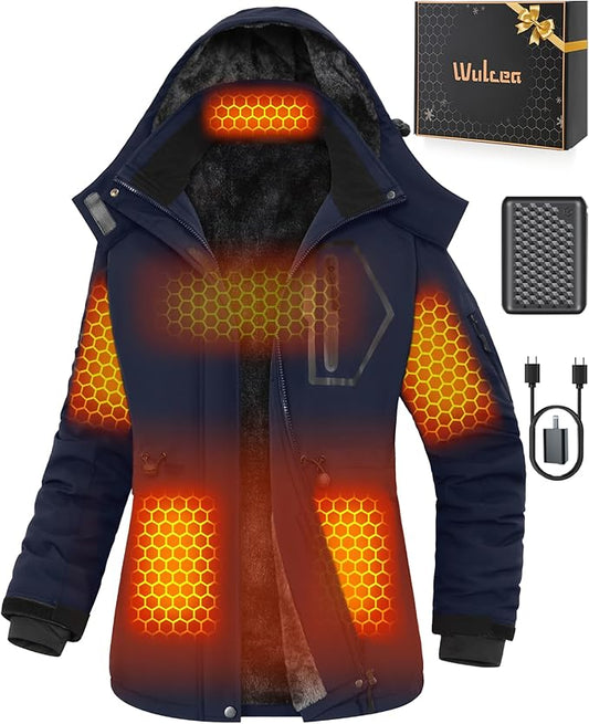 Wulcea Graphene Heated Jacket For Women 12V 18400mAh Fast Charge With Large Capacity