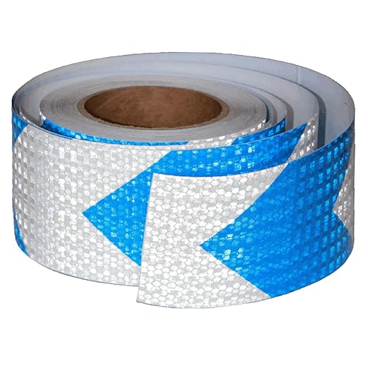 Reflective Tape Blue White 3 inch Wide for Automobile, Outdoor Waterproof High Visibility Safety Warning Adhesive Strips (66 feet)