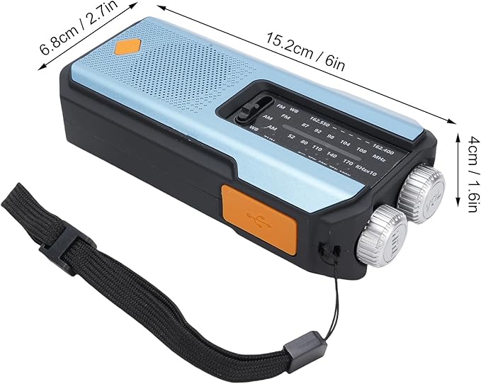 FTVOGUE Emergency Radio AM FM WB with Hand Crank Solar Charging 2000mAh Battery LED Flashlight SOS Alert for Outdoor Emergency and Power Outage