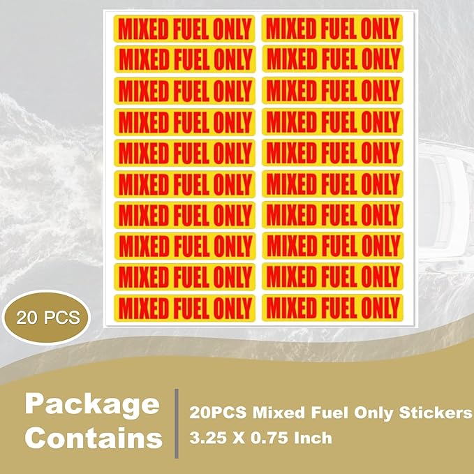 20PCS Mixed Fuel Only Stickers for Oil Gas Can Sign Truck Boat Decals Car Labels 3.25 X 0.75 Inch