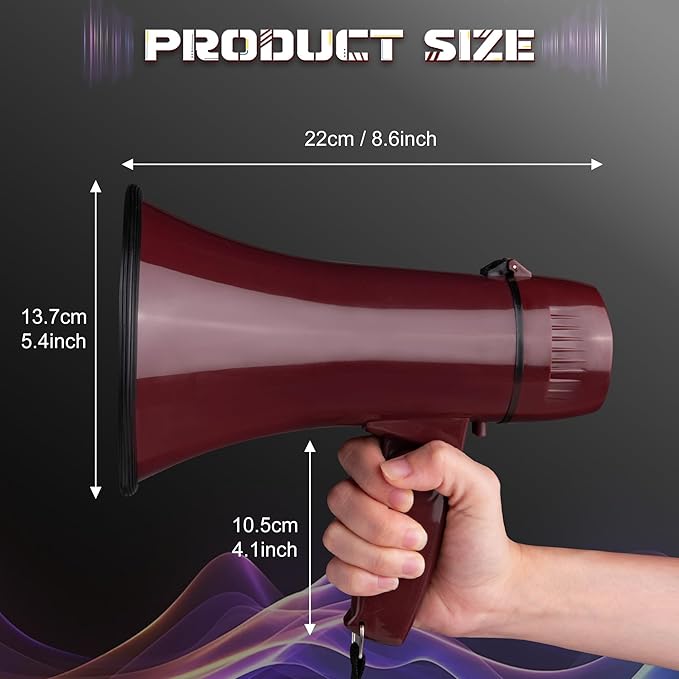 MyMealivos 20W Megaphone Bullhorn-5.4"×8.6" Portable Megaphone Built in Siren & 240s Recording, Volume Control Cover Up to 300 feet+ for Indoor and Outdoor Activities(Coffee)