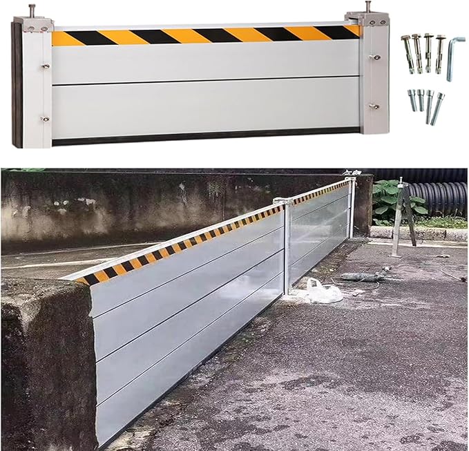 Reusable Aluminum Flood Barriers/Gates for Home Doors, 3/4/5/6/7/8/9/10/11/12/13/14/15/16/17/18ft Long Flood Prevention Barrier Water Stopper Shield for Outside/Indoor/Garage Door(H 1.3ft(4